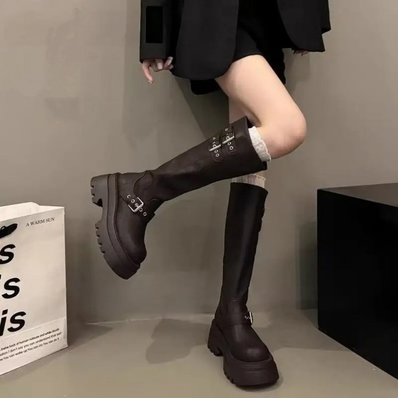 Women Chunky Platform Knee Hig - Drone Camera Stabilized review and price