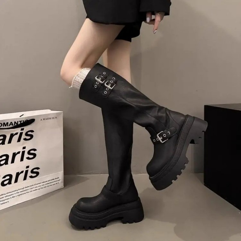 Women Chunky Platform Knee Hig - Drone Camera Stabilized review and price